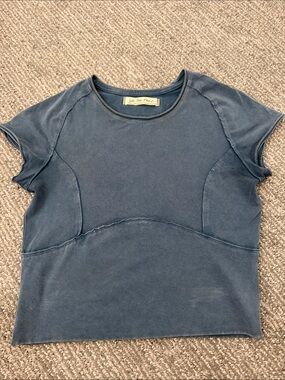 We The Free Slate Blue Short Sleeve Crop Tee